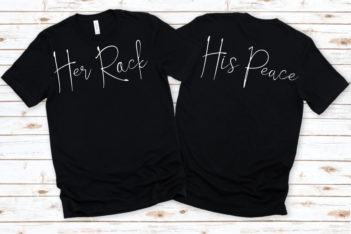 Her Rock His Peace Couples Tee