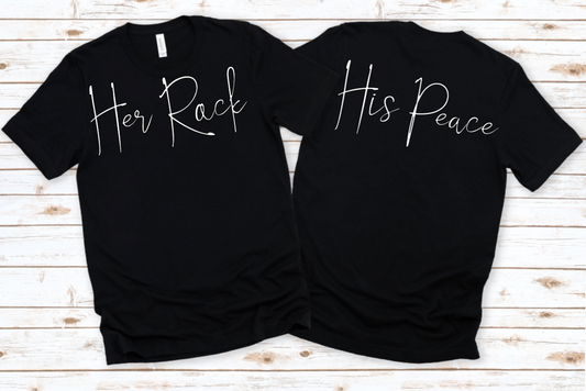 Her Rock His Peace Couples Tee